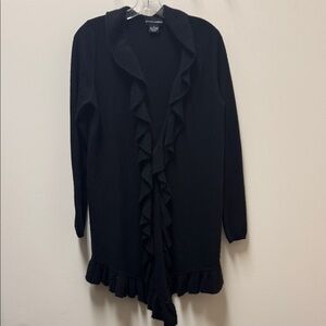 Sutton Cashmere Elegant Black Ruffle Sweater